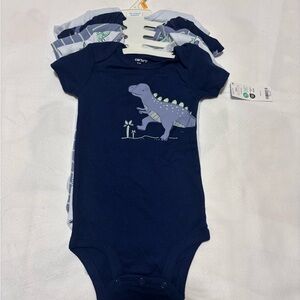 NWT - Carter's 5 pack Blue Dinosaur Bodysuit set